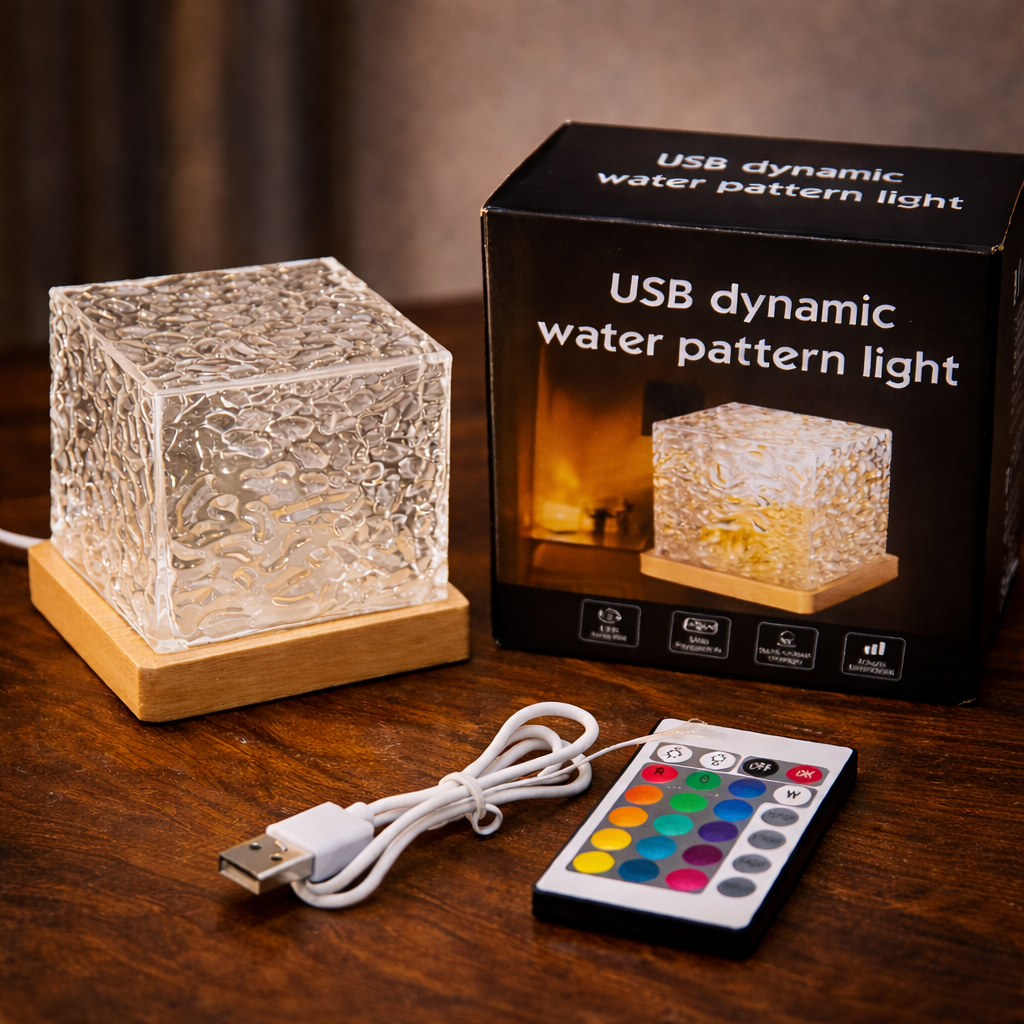 Rotating Water Ripple Night Light – Aura Lamp